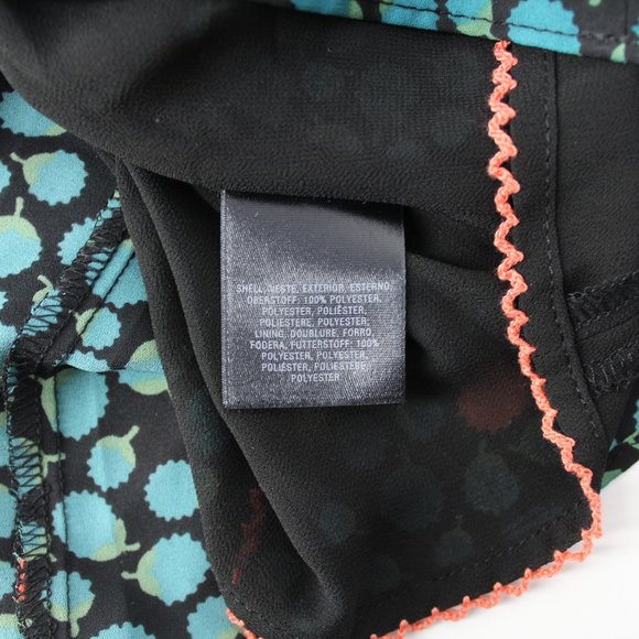 Anthropologie HD in Paris Dress Sz 0 Black Green Floral Faux Wrap ruffle V-neck - Picture 12 of 15